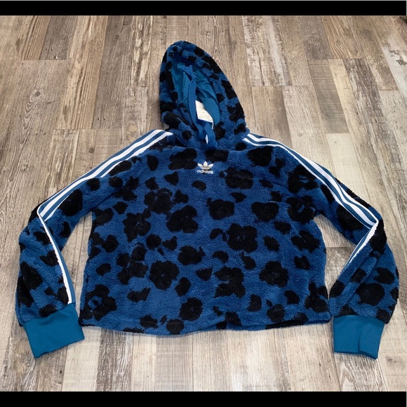 adidas Tops - Adidas blue Sherpa hoodie sweatshirt